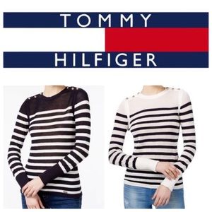 🏷2TommyHilfiger Button-Shoulder Knit Sweatrs Sz S